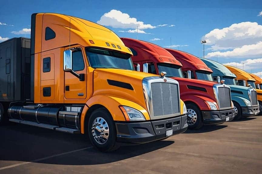 Freight and logistics trucks representing forwarding and shipping companies in Barrie, Ontario, Canada